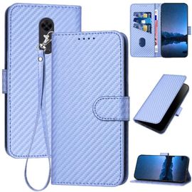 Tongez Étui Pour Xiaomi Redmi 5 Plus Avec Fente Pour Carte Et Béquille Avec Sangle Détachable Cuir Premium Surface De Fibre De Carbone - Violet