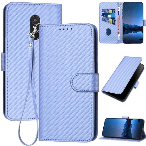 Tongez Étui Pour Xiaomi Redmi Note 4 Cuir Premium Surface De Fibre De Carbone Avec Sangle Détachable Avec Fente Pour Carte Et Béquille - Violet