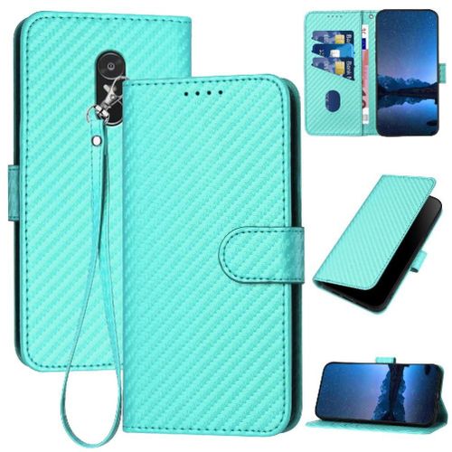 Tongez Étui Pour Xiaomi Redmi Note 4 Cuir Premium Surface De Fibre De Carbone Avec Sangle Détachable Avec Fente Pour Carte Et Béquille - Vert