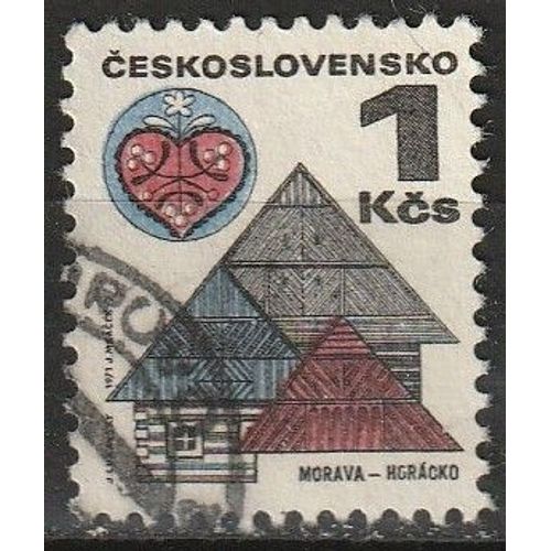 Timbre Oblitéré Tchécoslovaquie : Vieux Batiments De Région De Moravie 1971 N° 1831