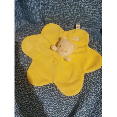Doudou Chat Ours Plat Jaune Luminou Jemini