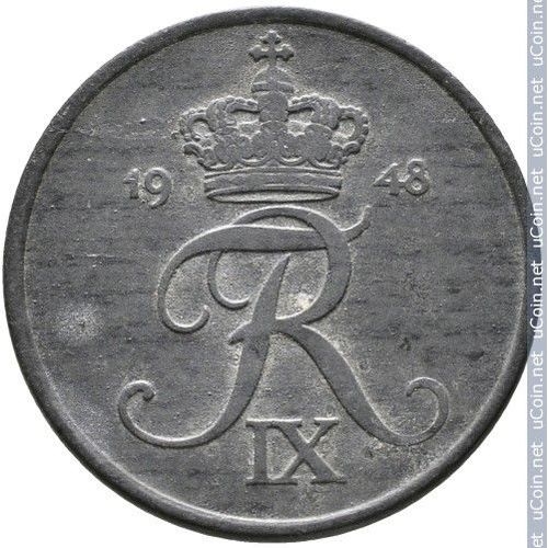 Danemark = Pièce De Monnaie De Collection De 2 Ore En Zinc, Année 1948 - Frédéric I X