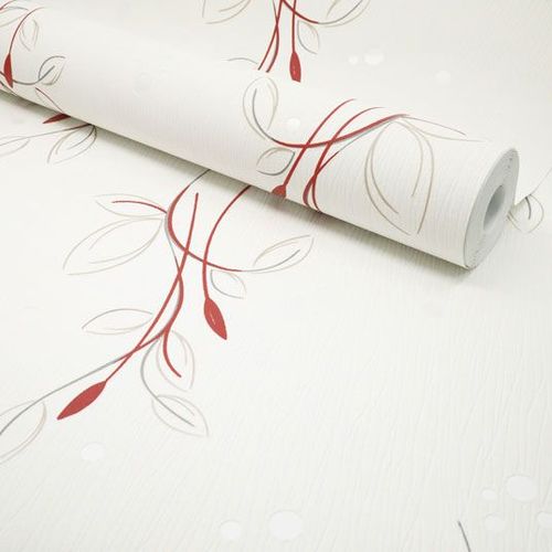 Papier peint vinyle expansé sur intissé - Basique - Motif floral rouge pois satiné decoweb.com - Rouleau(x)