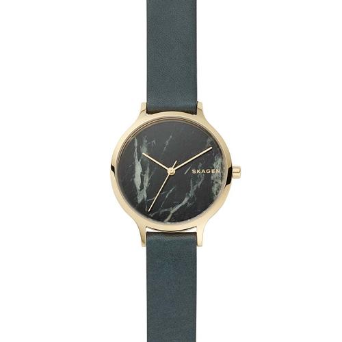 Montre Femme Skagen En Cuir Vert