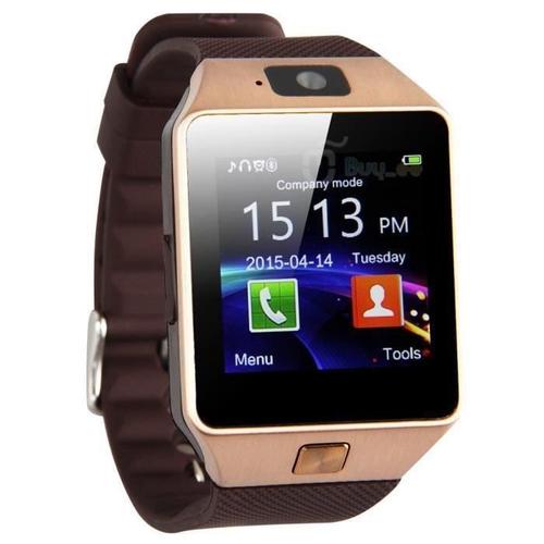 Montre Connectée - Smartwatch Bluetooth Avec Caméra - Podomètre - Localisation Téléphone(D'or)