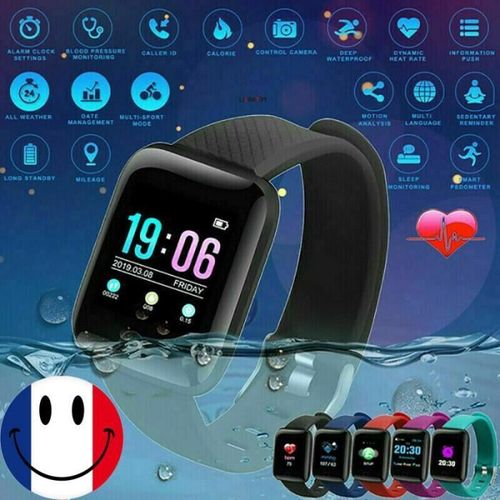 Détails Sur 116 Plus Montre Intelligente Bluetooth Sport Montres Santé Bracelet Fréquence (Rouge)