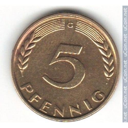 Allemagne De L'ouest (Rfa) = Pièce De Monnaie De Collection De 5 Pfennig, Année 1950, Lettre G, En Acier Plaqué Laiton