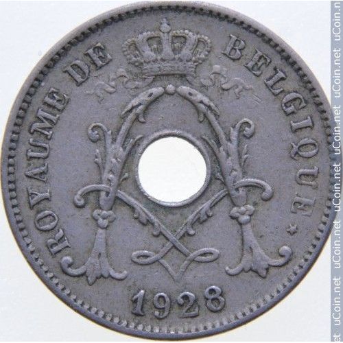 Belgique = Pièce De Monnaie De Collection De 10 Centimes " Trouée " , Année 1928, Légende " Royaume De Belgique "