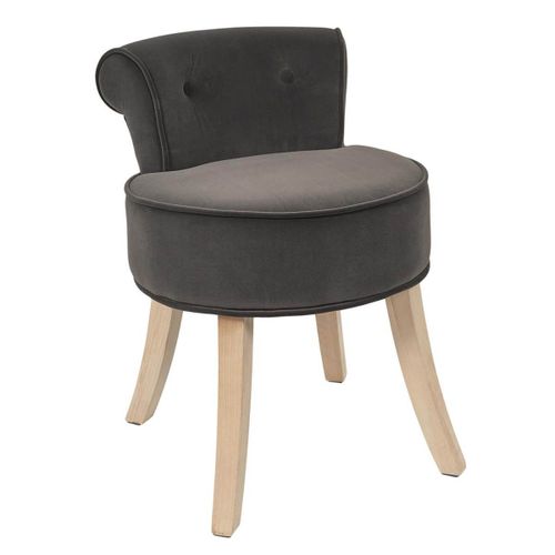 Nora - Tabouret Avec Dossier Capitonné Velours Anthracite