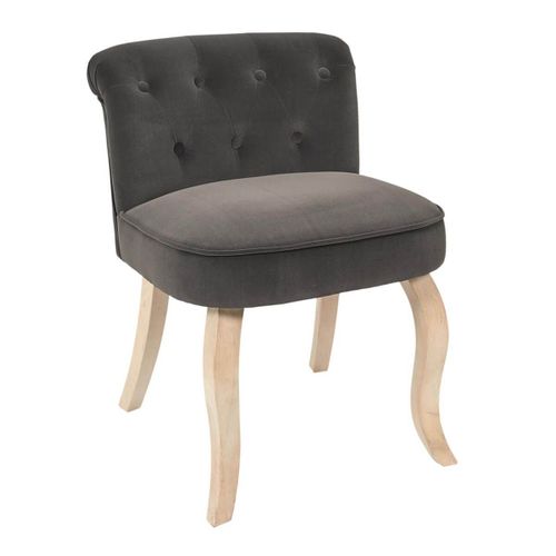 Nora - Fauteuil Avec Dossier Capitonné Velours Anthracite