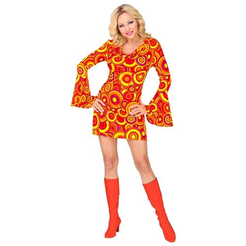 Déguisement Seventies Robe Orange Groovy Femme