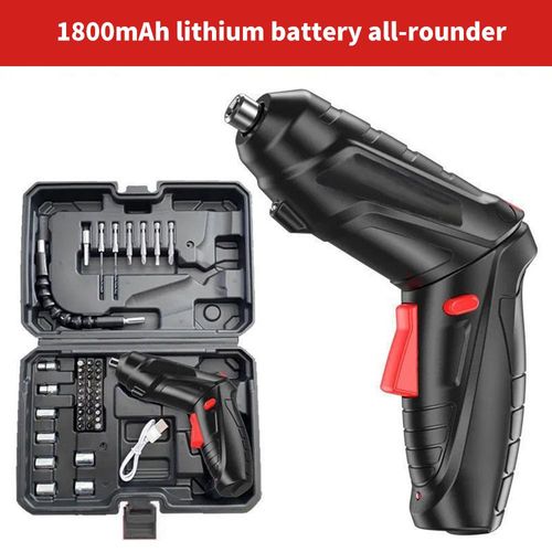 Mini perceuse à percussion électrique sans fil,perceuse sans fil,batterie au lithium aste,perceuse à main sans fil,outils électriques sans fil,3.6V - Type 48in1 Black with box
