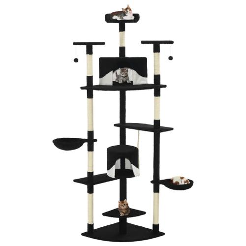 Arbre À Chat Griffoir Grattoir Niche Jouet Animaux Peluché En Sisal 203 Cm Noir Et Blanc Helloshop26 3702107