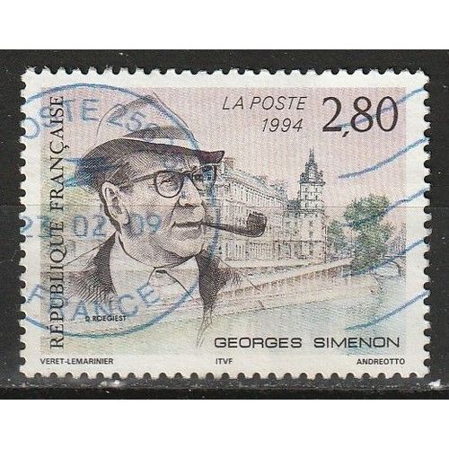 Timbre Oblitéré France:  Hommage À Georges Simenon Emmission Commune Avec La Belgique Et La Suisse 1994 N° 2911