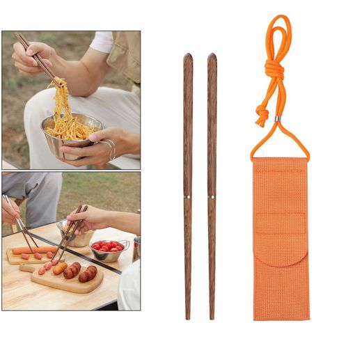 Baguettes d'extérieur pliables à vis en acier inoxydable réutilisable, pique nique en plein air lavable au lave vaisselle avec pochette de transport