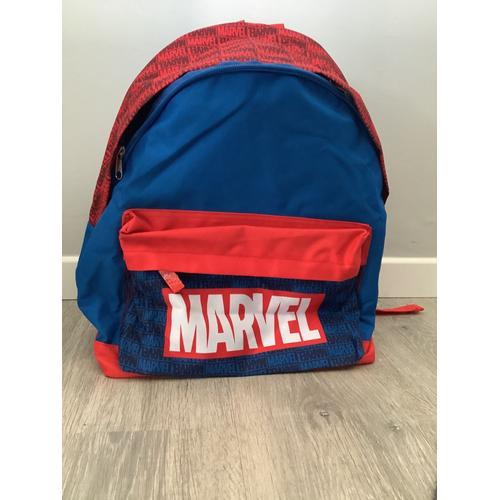 Sac À Dos Marvel Rouge Et Bleu Collector Avec Patches Adhésifs Spiderman Groot Rocket Raccoon Captain America Captain Marvel Black Panther