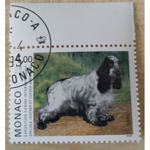 Timbre Oblitéré De 1995 De Monaco Célébrant L'exposition Canine Spéciale Cocker.