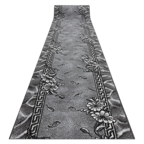 70x990 Cm Tapis De Couloir Bcf Morad Trio Fleurs, Feuilles Gris 70 Cm