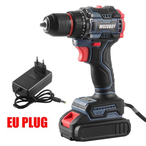 WOZO-Perceuse sans fil aste,tournevis électrique,batterie au lithium,multifonction domestique,outils électriques à 2 vitesses,16.8 V,21V - Type BLUE 21V-1 EU