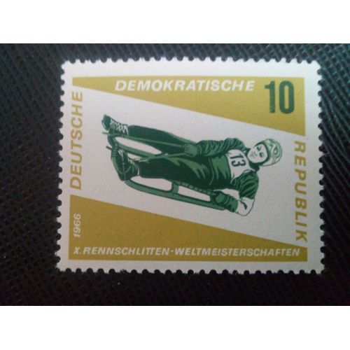 Timbre Allemagne / Rda Yt 853 Jeux De Rennrodel Simples Femmes 1966 ( 0050305 )