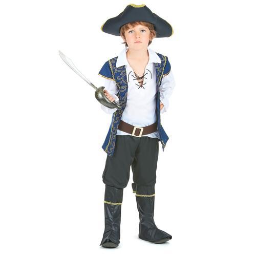 Déguisement Pirate Bleu Et Blanc Garçon - Taille: S 4-6 Ans (110-120 Cm)