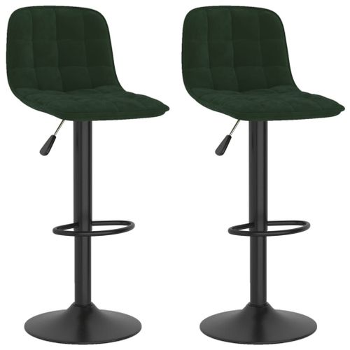 Vidaxl Tabourets De Bar Lot De 2 Vert Foncé Velours