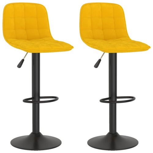 Vidaxl Tabourets De Bar 2 Pcs Jaune Velours