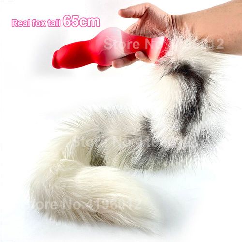 Godemiché En Silicone Avec Queue De Renard De 35/65/95cm,Plug Anal Long,Jeux Sexuels Pour Adulte,Animal,Pénis Éducatif Pour Femme - Type Real Fox Tail 65cm-Dog Dildos 3.3cm