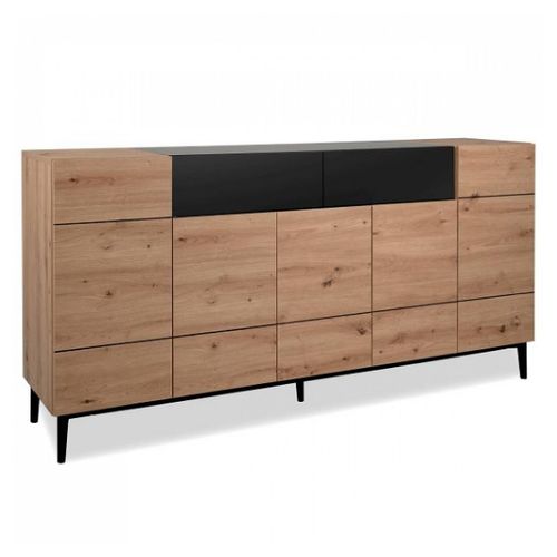 Buffet Commode Bois De Chne En Noir Naturel Meuble De Salon