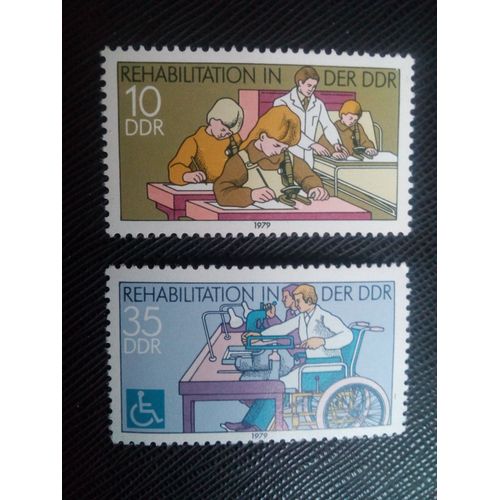 Timbre Allemagne / Rda Yt 2096 - 2097 Séries: Réadaptation Des Personnes Gravement Handicapées En Rda 1979 ( 0050305 )