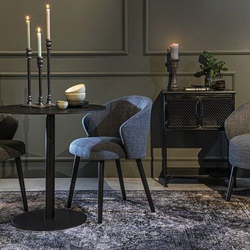 Chaise 59x52,5x80 Cm En Tissu Bleu Et Pieds Noirs - Waldo