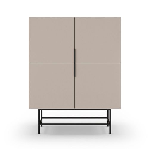 Buffet Haut 4 Portes En Bois Et Métal H128cm - Beige