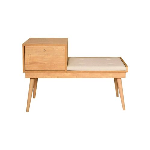 Banc Effet Bois Beige Et Crème 40x105h45 Cm