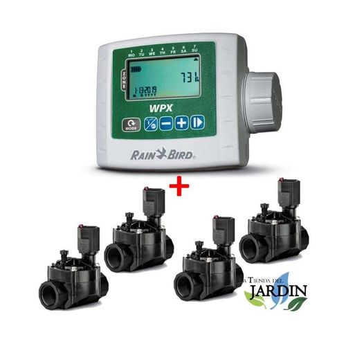 Programmateur d'arrosage autonome WPX4 + 4 Électrovannes d'arrosage100HV 9V 1''