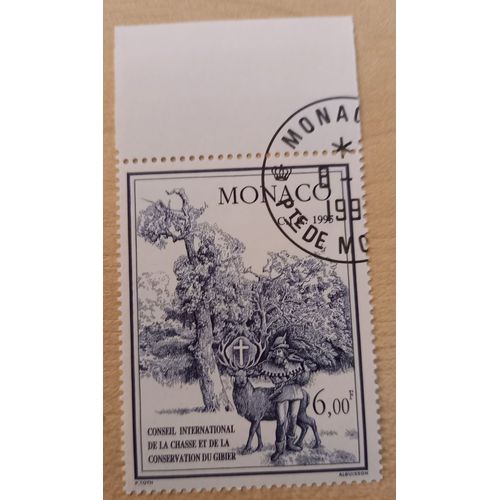 Timbre Oblitéré Monégasque En L'honneur De L' Assemblée Générale Du Conseil International De La Chasse Et De La Conservation Du Gibier.