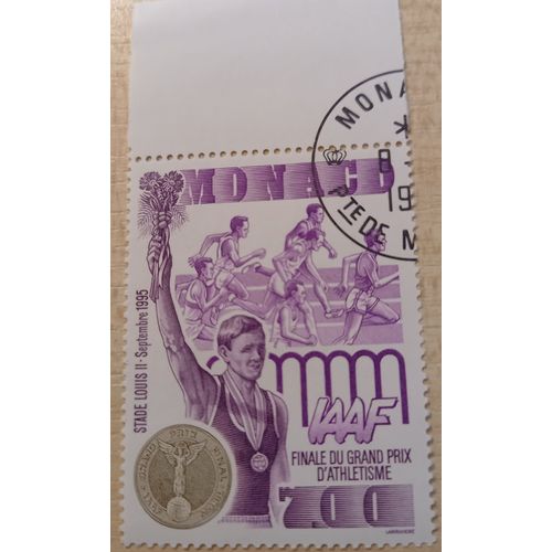Timbre Oblitéré Monégasque En L'honneur De La Finale Du Grand Prix D'athlétisme 1995.