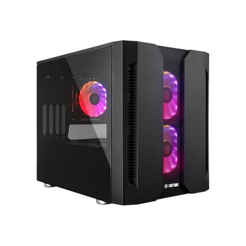 Chieftronic M2 - Cube - micro ATX - panneau latéral fenêtré (verre trempé) - pas d'alimentation (ATX) - noir - USB/Audio