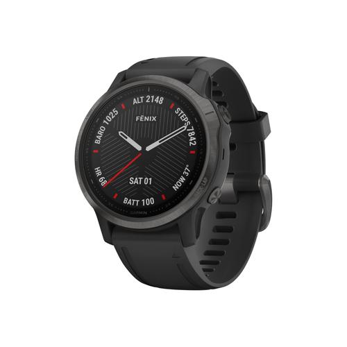 Garmin Fenix 6s Sapphire - 42 Mm - Dlc Gris Carbone - Montre De Sport Avec Bracelet - Silicone - Noir - Affichage 1.2" - 32 Go - Bluetooth, Wi-Fi, Ant+ - 44 G