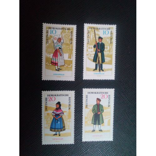 Timbre Allemagne / Rda Yt 779 A 782 Costumes Folkloriques 1964 ( 0050305 )