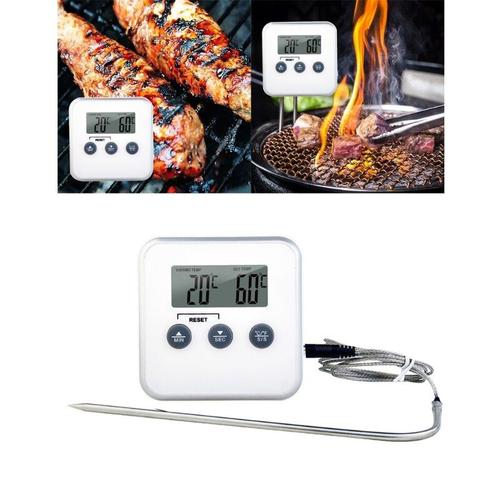 thermomètre numérique LCD, pour cuisson des aliments, viande, four, BBQ, Grill, minuterie avec acier inoxydable, livraison directe