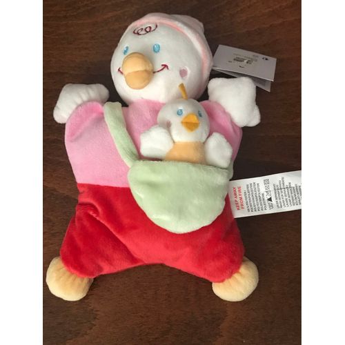 Doudou Canard Poussin Quasi Plat Rose Rouge 24cm Nicotoy 