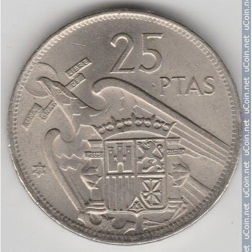 Espagne = Pièce De Monnaie De Collection De 25 Pesetas , En Nickel, Année 1957 ( 1958 Ans L'étoile) Francisco Franco