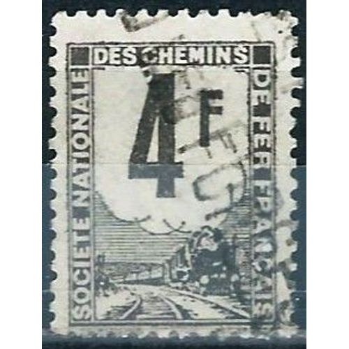 France 1944 / 47, Beau Timbre Pour Colis Postaux - Petits Colis, Yvert 3a, Train, Locomotive À Vapeur, 4f. Gris Noir, Oblitéré, Tbe.