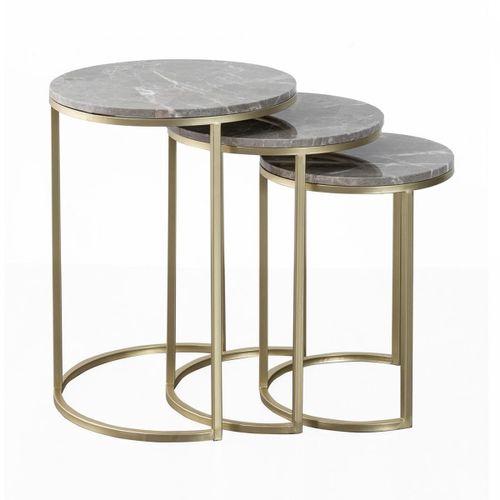 Table Basse Fait Main En Fer Lot De 3 Eto 36x36 Gris
