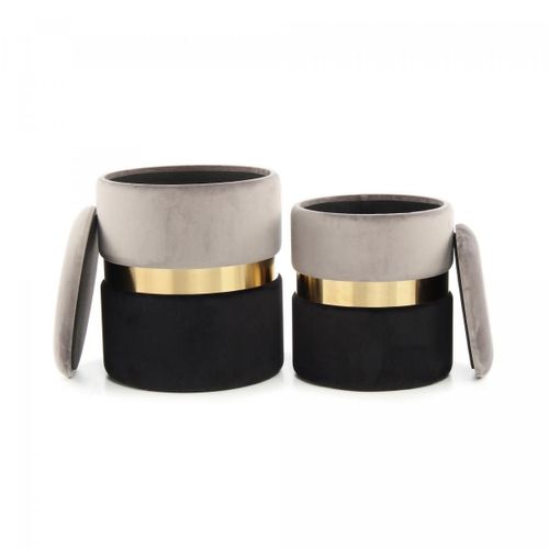 Tabouret Semi Artisanal Lot De 2 Zate 31x31 Gris Clair Et Gris Foncé