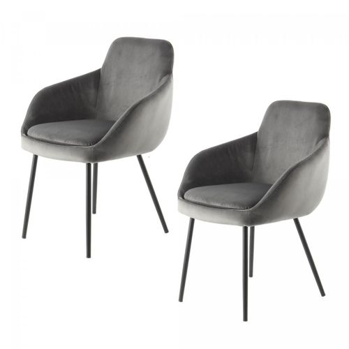 Fauteuil Semi Artisanal Lot De 2 Asa 61x60,5x81 Gris
