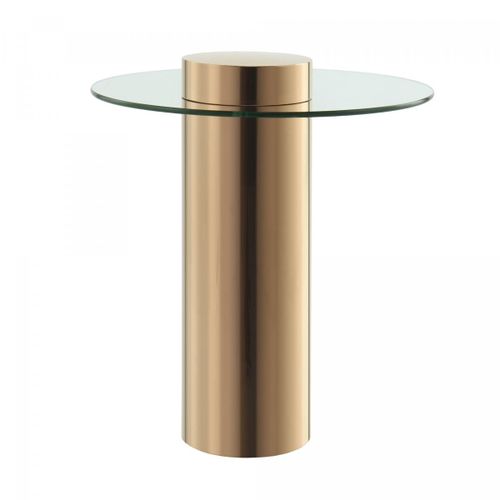 Table Basse Fait Main En Acier Inoxydable Egi 46x46 Rose Or Et Clair