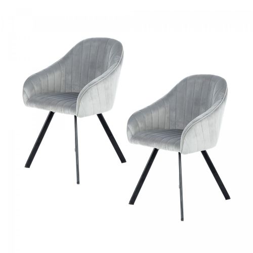 Fauteuil Semi Artisanal Lot De 2 Ane 59x56x86 Gris