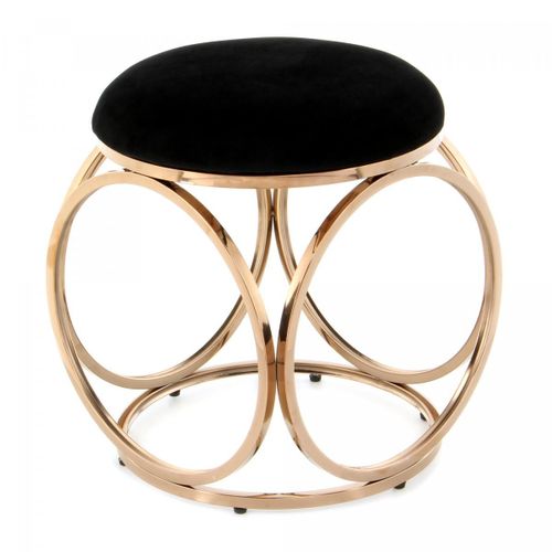 Tabouret Fait Main En Coton Zape 40x40x49 Or Noir Et Or Rose