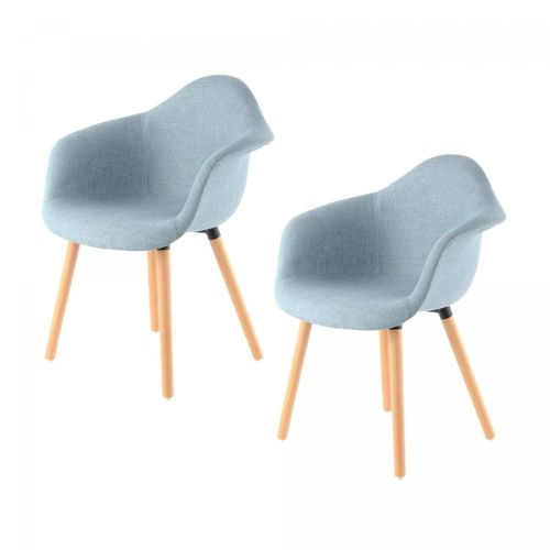Fauteuil Semi Artisanal Lot De 2 Abi 64x62x80,5 Bleu